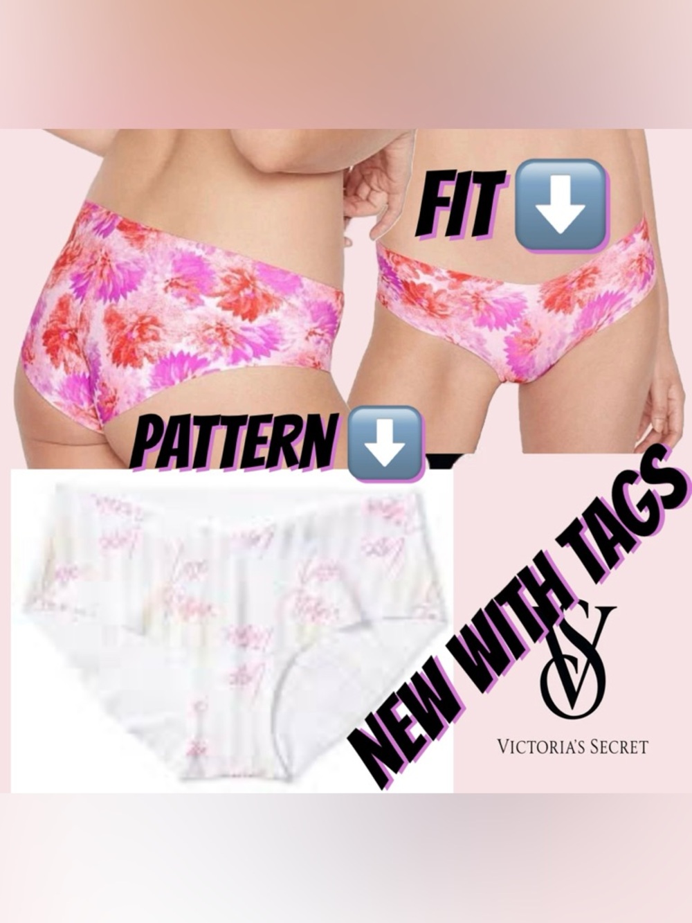 VS | No-Show Hiphugger Panty Love Victoria M NWT